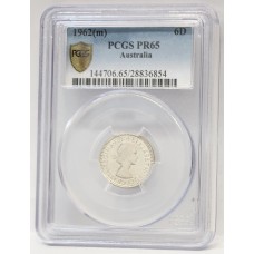 AUSTRALIA 1962 . SIXPENCE . PROOF . PCGS MS65
